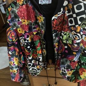 Vintage ..Brilliant Multicolored lined Bomber Jacket with sprinkles of sequins